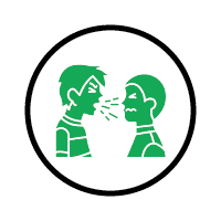 Two people in green profiles facing each other, noses touching over a shared sneeze, within a circular outline. The provided text lacks specifics for precise keyword extraction.