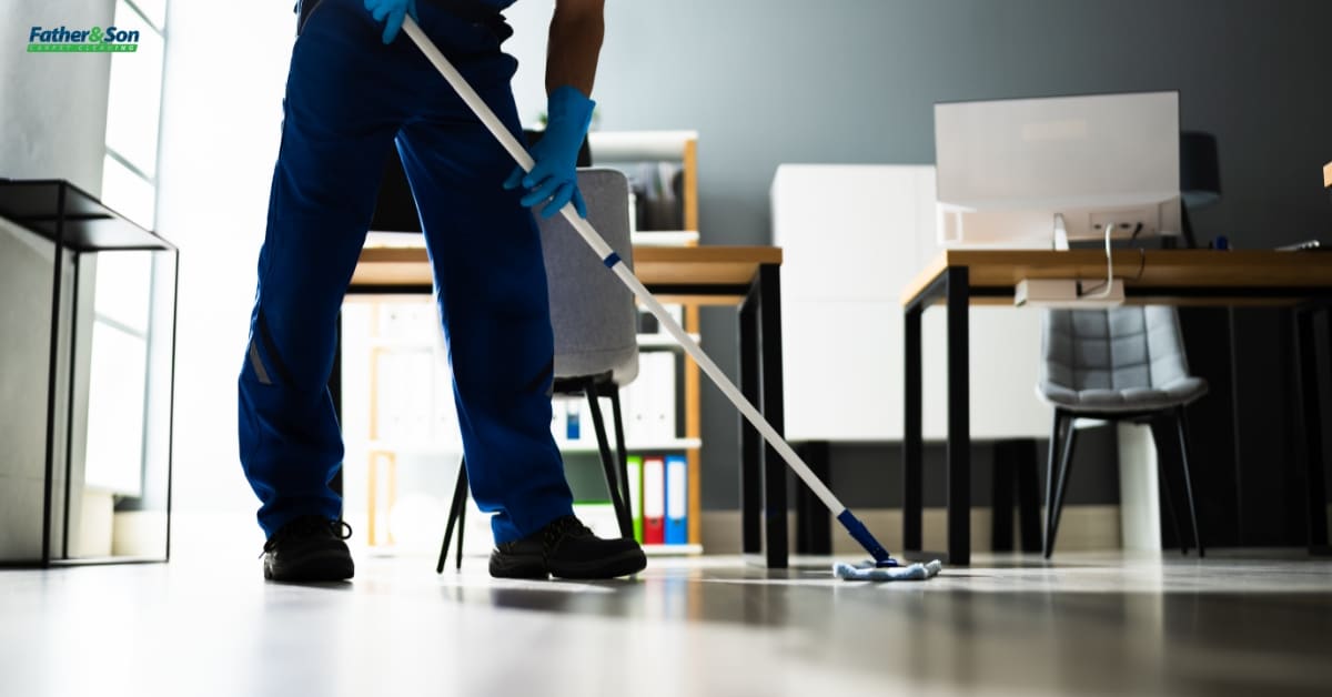 Janitorial cleaning service in progress